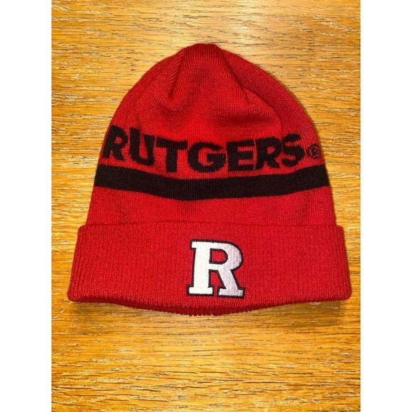 Rutgers Beanie Hat With Embroidered "R" Logo & Adidas Branding - Picture 1 of 2